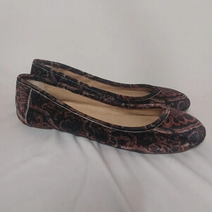 Lucky Brand Emmie Flats, Black Multi Paisley Brocade Velvet, Size 11